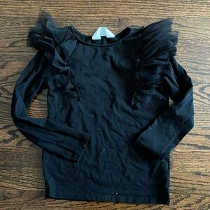 Cotton shirt with tulle on shoulders